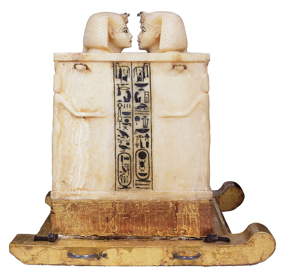 Tutankhamun Alabaster Canopic Chest King Tut Sons of Horus Gold Rings Ancient Egypt